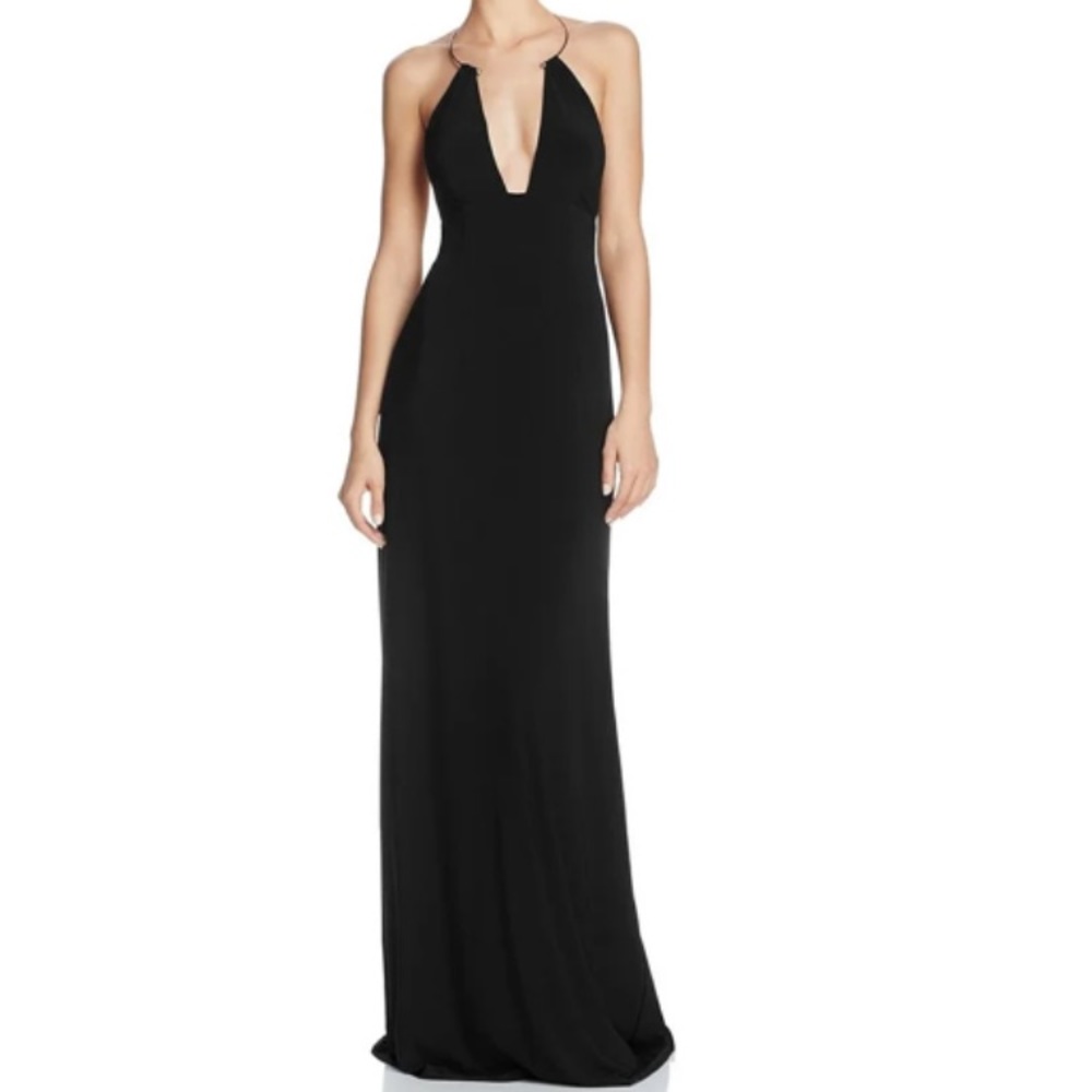 Aidan Mattox Necklace Halter Gown